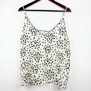 Nordstrom BP Women’s Satin Ivory Black Polka Dot Top Camisole Chic Party Size 2X